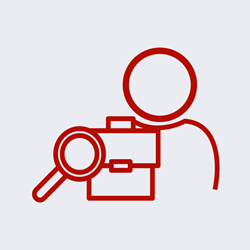 An icon of an employer searching for right candidate