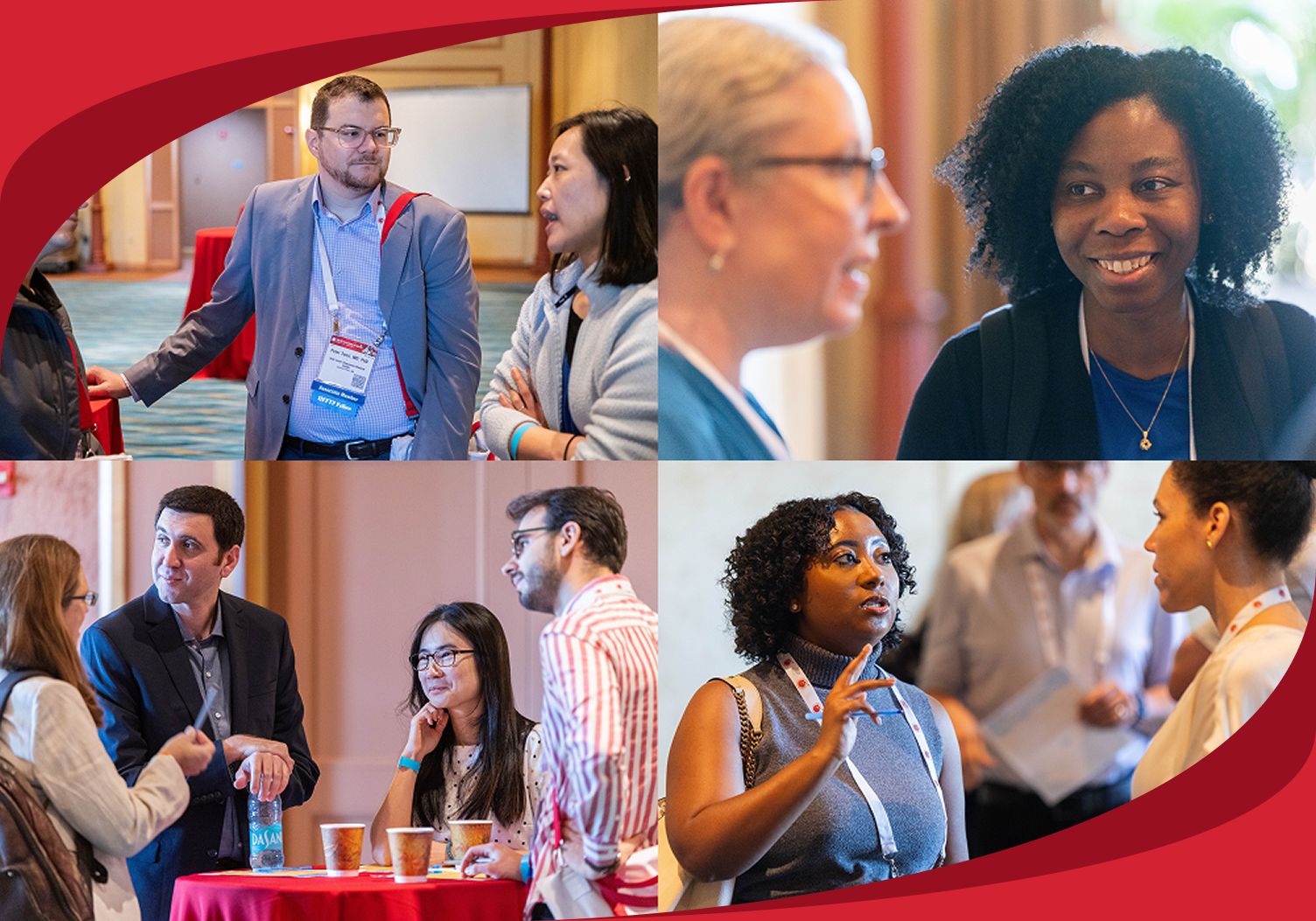 A collage of people talking to each other at ASH events