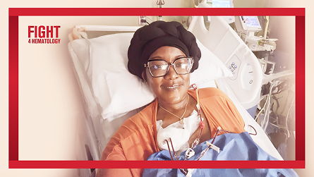 A woman named Erica, who is a patient with sickle cell disease, is lying on a hospital bed.