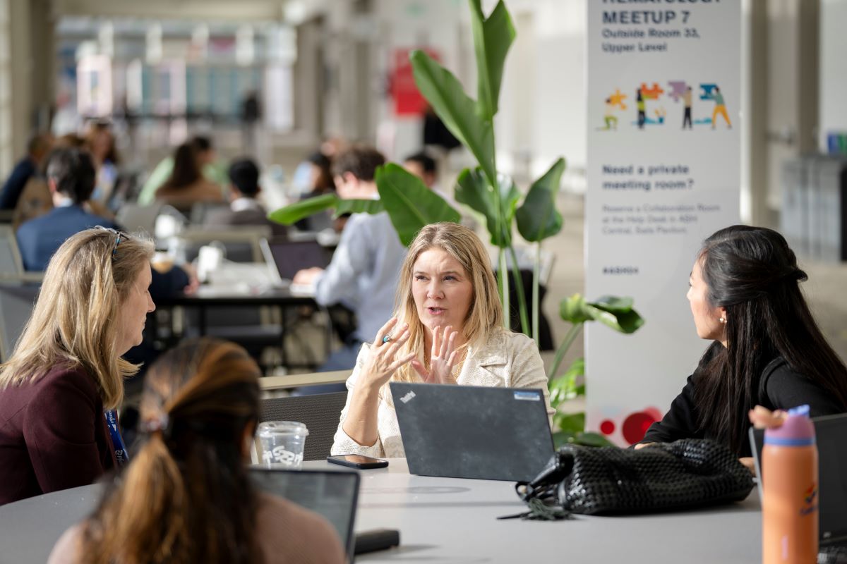 Attendees hold a meeting at a designated hematology meetup