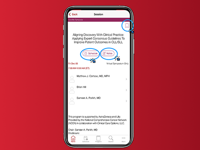 Screenshot smartphone selecting the schedule button