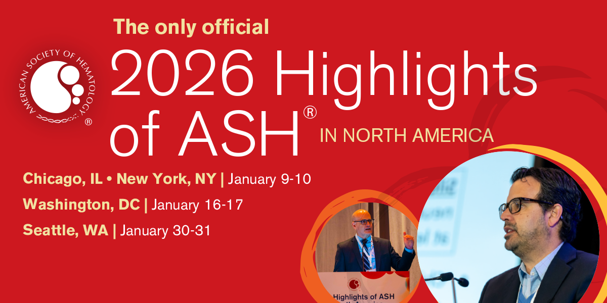 A graphic image of the Highlights of ASH in North America featuring two photos and the dates of the events in the US.